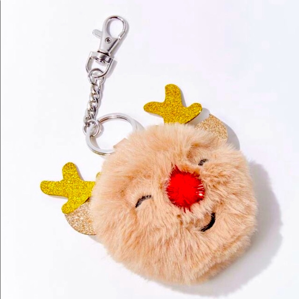 Reindeer Pom Pom Keychain - Picture 2 of 2